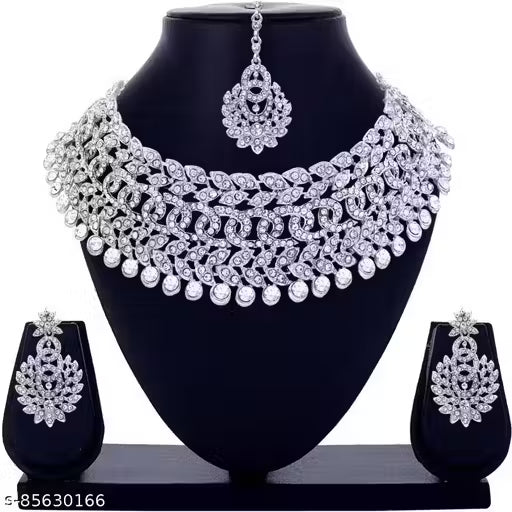 Buy Rhodium Plated Jewellery Set White Austrian Diamond