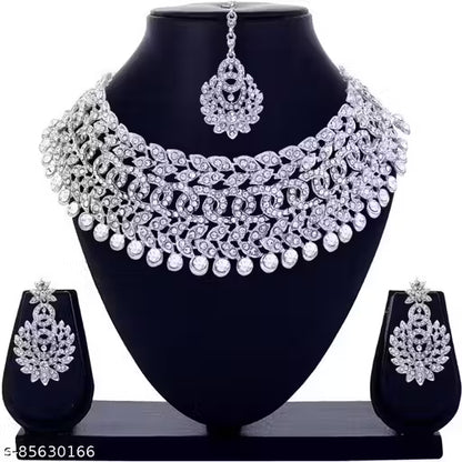 Buy Rhodium Plated Jewellery Set White Austrian Diamond