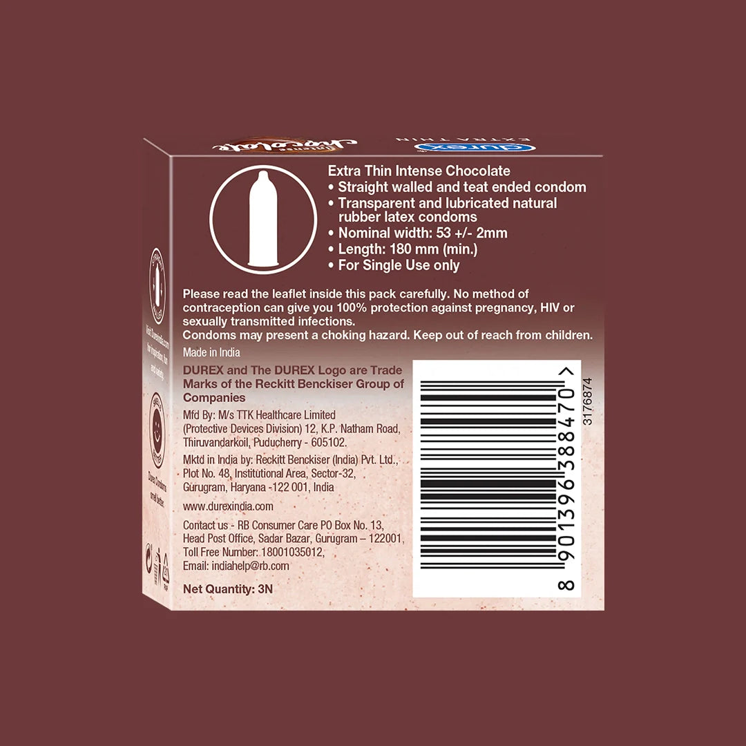 Durex Extra Thin Chocolate Flavoured - 3 Condoms