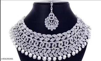 Buy Rhodium Plated Jewellery Set White Austrian Diamond